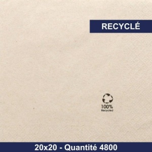GDP - Serviette 20x20 - Ecolabel - Ouate - Naturel recyclée - x4800