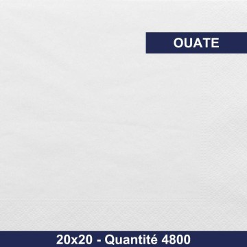 Serviette 20x20 - Ouate - 2 plis - Blanc